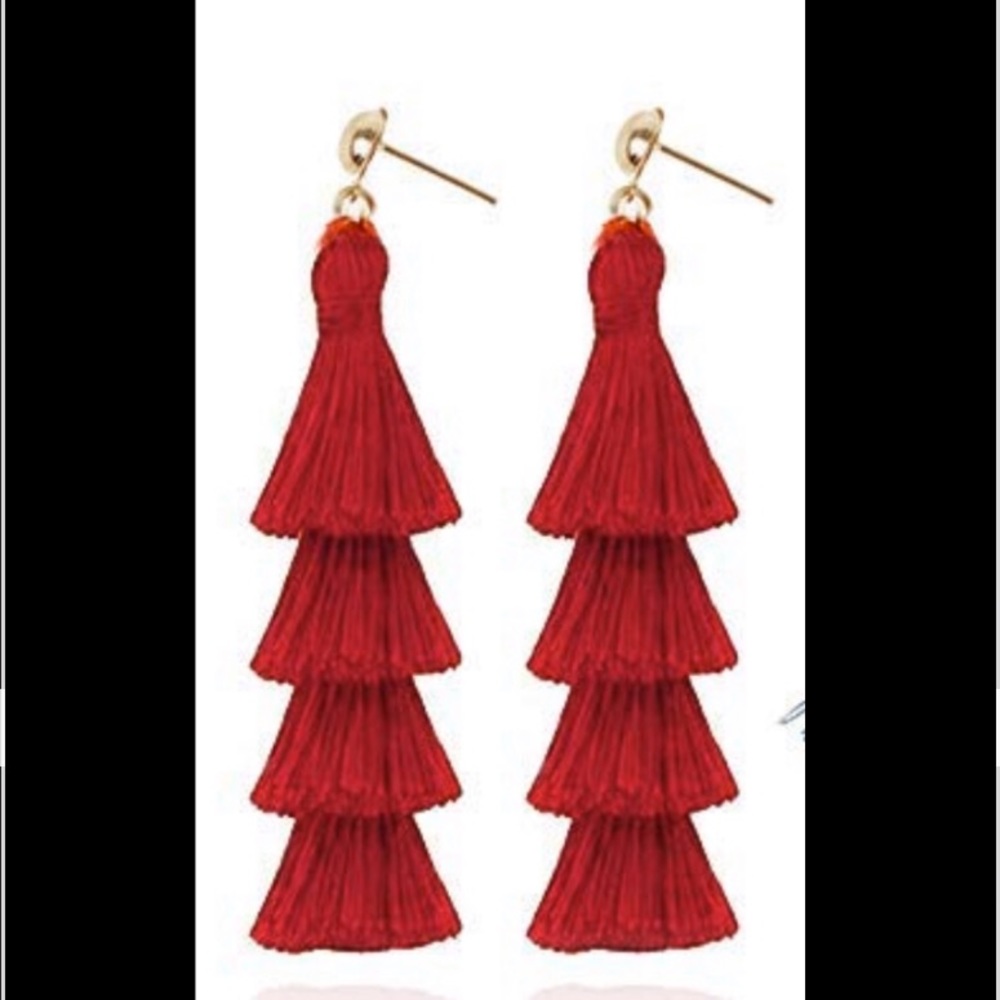 2/$15 Red Fringe Earrings